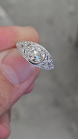 1.02 CT Center Lab Old European Cut Platinum Ring