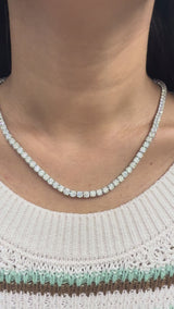 26.230 cttw Lab 17 inches White Gold Tennis Necklace