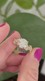 Yellow gold round and marquise lab diamond ring. Center stone is 3.05cts
