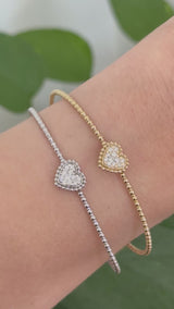 Natural diamond heart flex bracelet