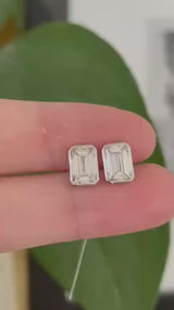 White Gold Bezel Set Emerald Lab Diamond Studs