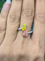 14KT White Gold 2 Stone Pear Shape Lab Diamond Ring