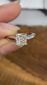 GIA CERTIFIED 1 CT PRINCESS CUT WHITE+ ROSE GOLD ENGAGEMENT RING