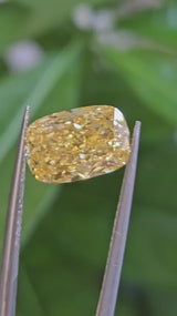IGI 4.05CT CUSHION FANCY VIVID YELLOW VS1