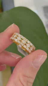 Yellow Gold Marquise & Emerald Lab Diamond Band