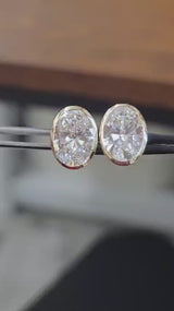 3.07Cttw Bezel Set Yellow Gold Oval Shape Lab Diamond Earrring