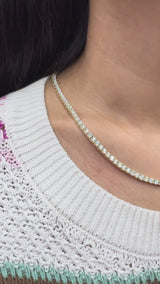 16 cttw Lab 17 inches Yellow Gold Tennis Necklace