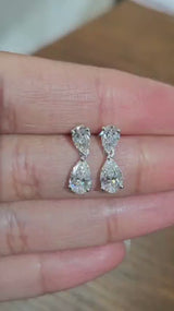 1.59cttw Pear Shape White Gold Small Lab Diamond Dangle Earring