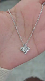 1.28ct White Gold Flower Lab Diamond 16.75" Necklace