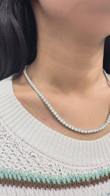 21.710 cttw Lab 17.5 inches White Gold Tennis Necklace