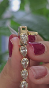 14KT Pear Shaped Bezel Set 7" Lab Diamond Bracelet