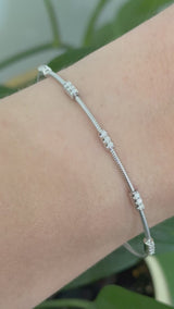 White gold natural diamond flex bracelet