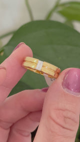 Size 8.75 yellow gold emerald cut lab diamond band
