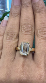 14KT Yellow Gold Emerald Solitaire Lab Diamond Ring