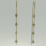 Long Bezel Set Dangle Earring 14K