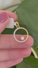 Yellow gold lab diamond pendant. Lab diamonds are set in white gold