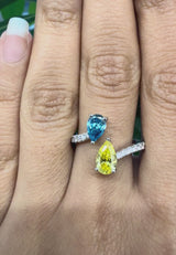 14KT White Gold 2 Stone Pear Shape Lab Ring