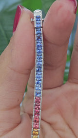 Natural Ombre Sapphire 7" Tennis Bracelet