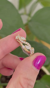 Yellow gold marquise and round lab diamond band
