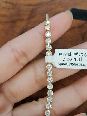 5.31 CT Lab 7 inches Yellow Bezel Tennis Bracelet