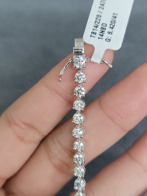 6.42 CT Lab 3 prongs  7.25 inches   Tennis Bracelet