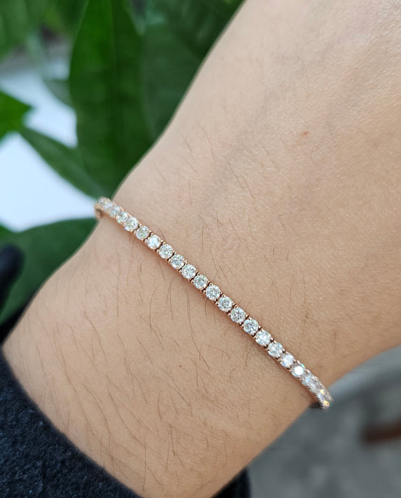 3.28 CT Lab 7 Inches Rose Tennis Bracelet
