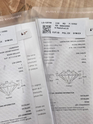 IGI 5.00+ cttw FVVS2 lab diamond studs 14k