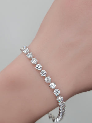 18k 11.10 CT Lab 3 Prongs  7.5 inches Tennis Bracelet