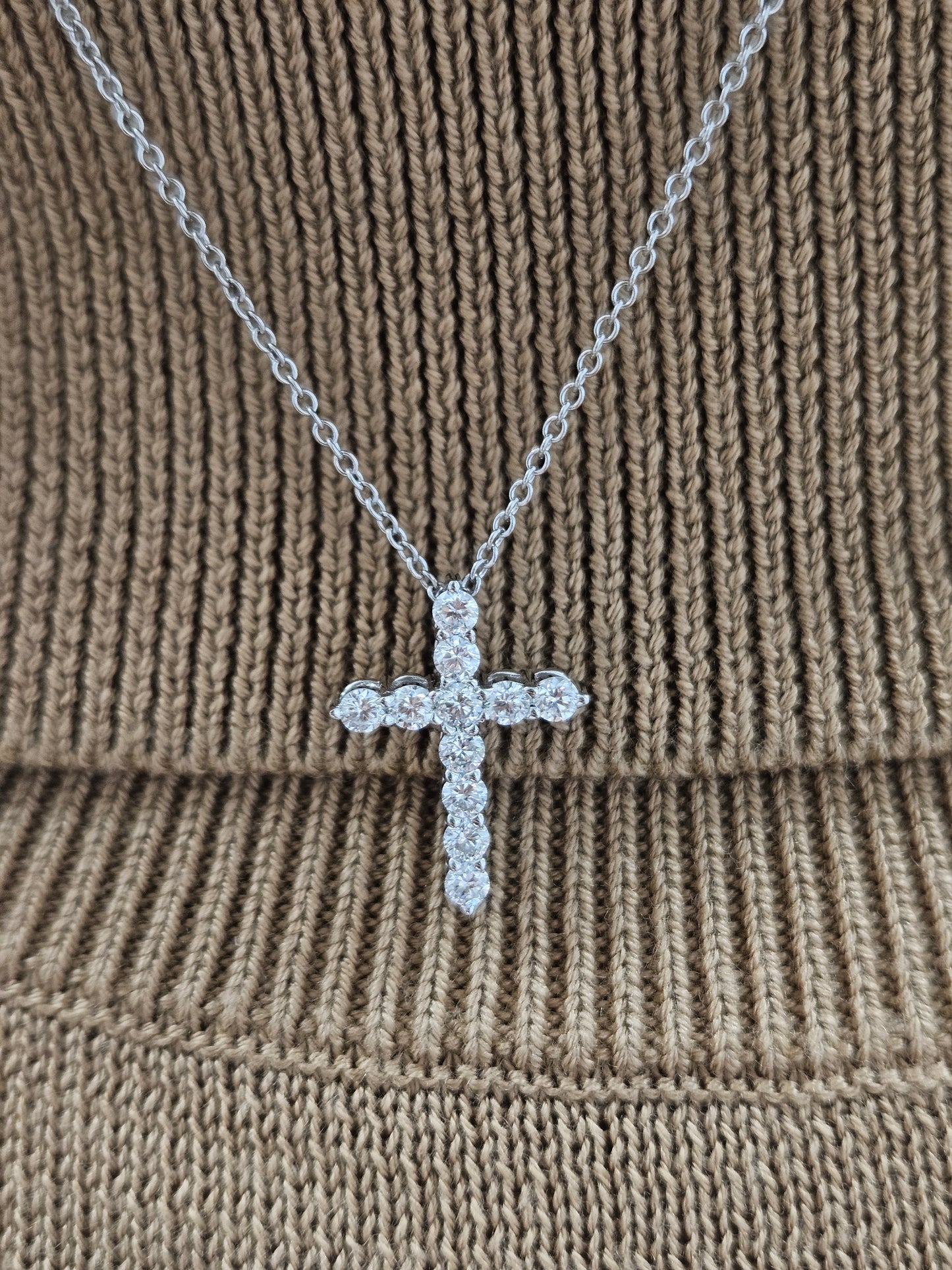 Lab Diamond Cross Silver Necklace