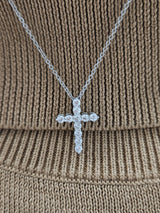 Lab Diamond Cross Silver Necklace