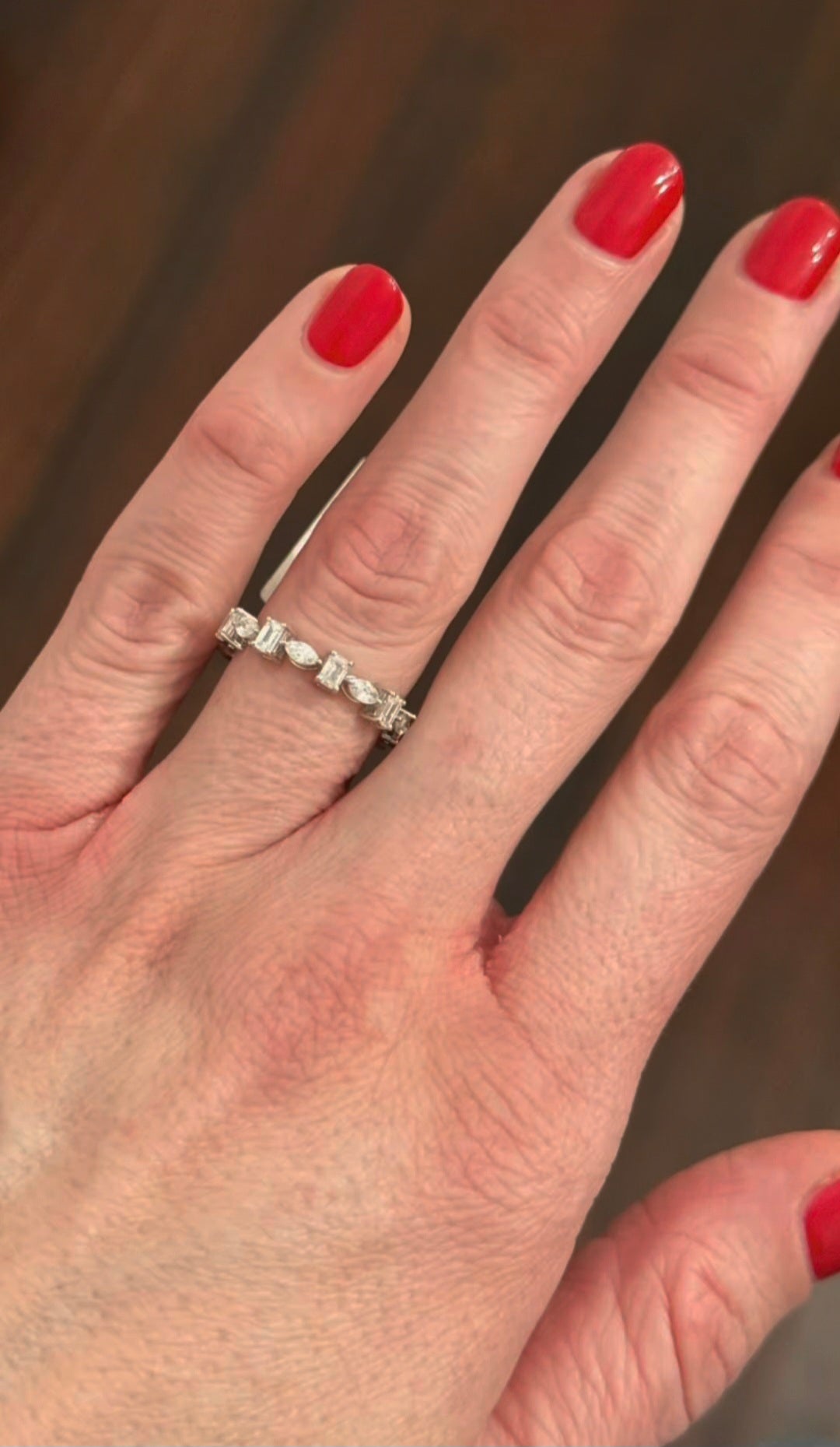 White Gold 1.45ct emerald & marquise E/W set lab diamond band