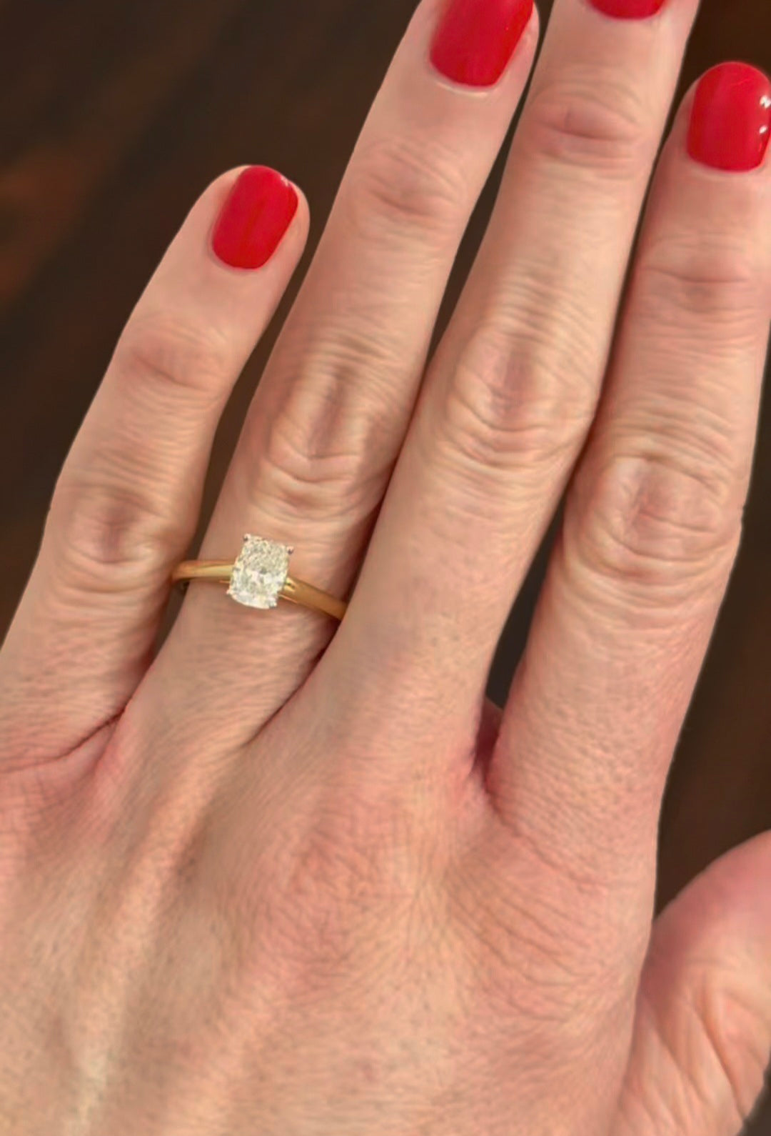 Yellow Gold 1.21ct Elongated Cushion Lab Diamond Ring