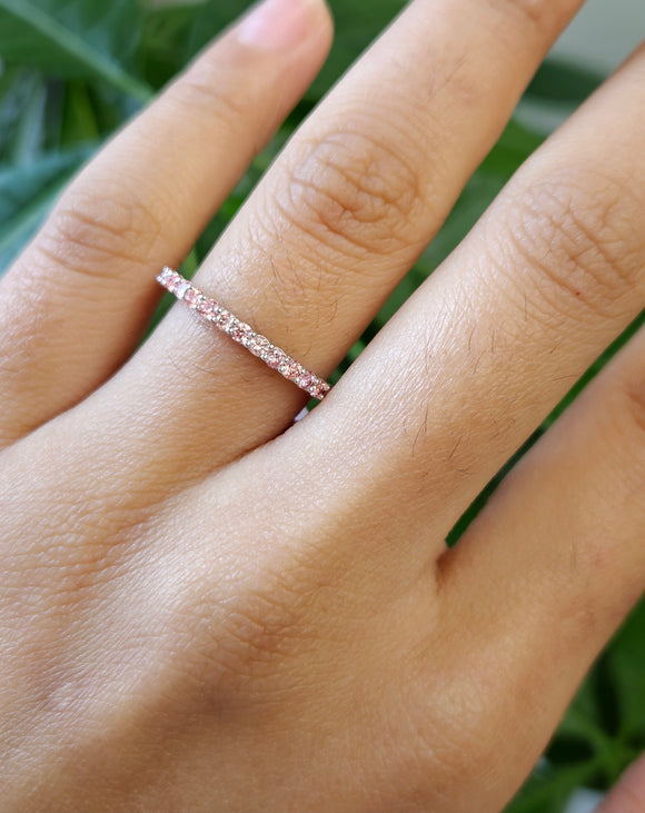 *Premade* 0.77 cttw Half Fancy Pink and Half Lab Diamonds Eternity Band