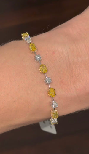 7.15ct oval yellow and round
white lab diamond bracelet