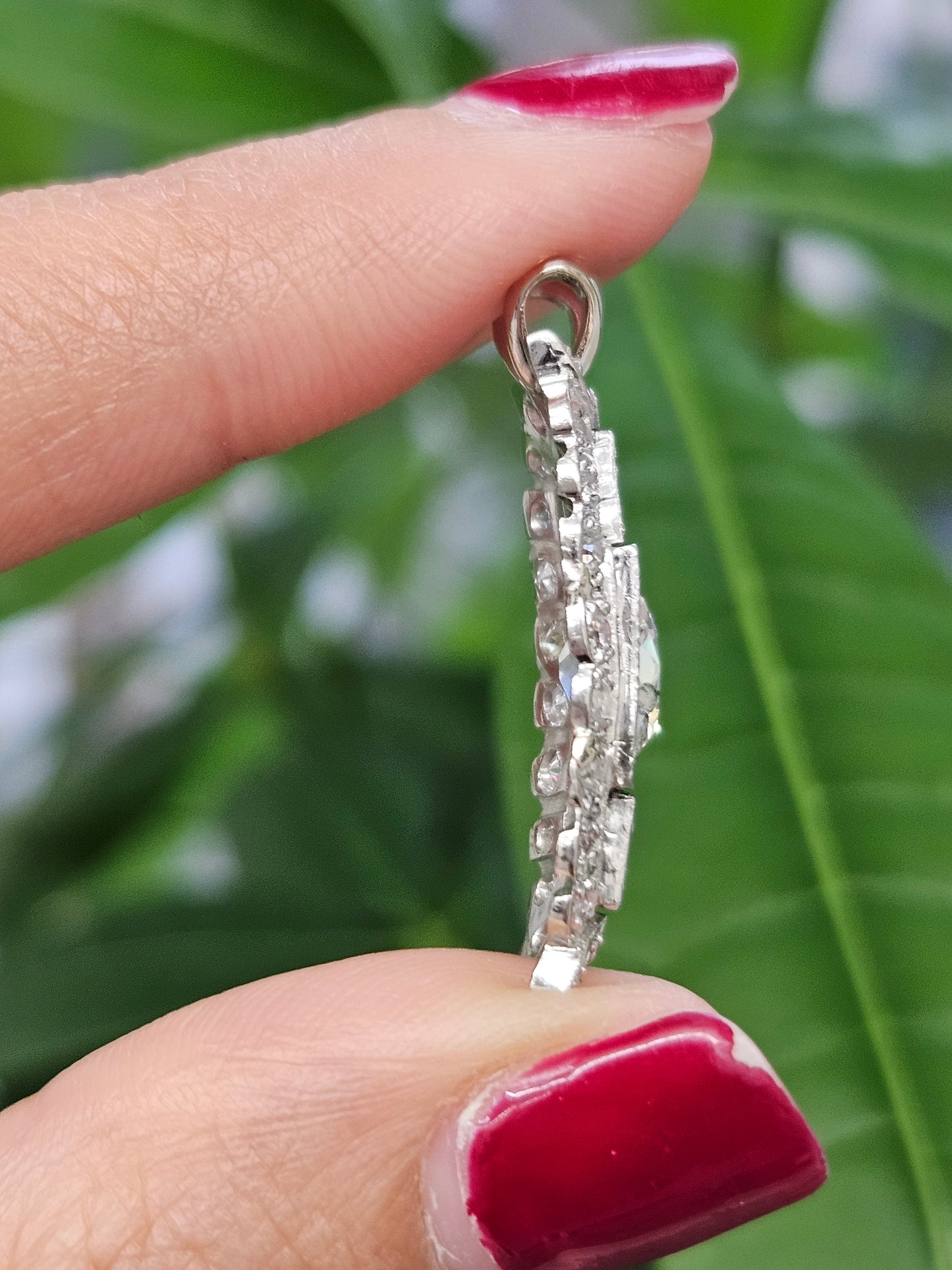 Natural Old mine cut platinum Pendant