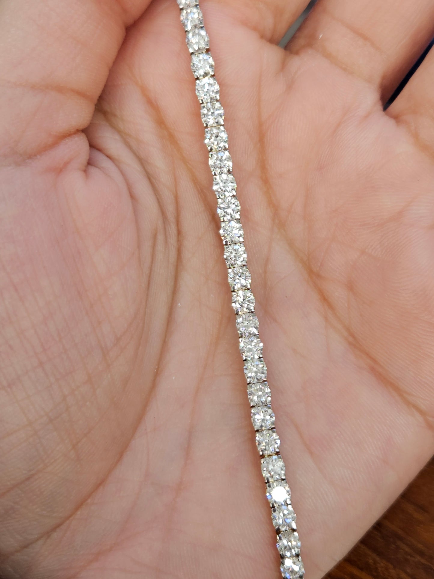 7 ct Low setting 7.15 inches Lab Yellow Gold Tennis Bracelet