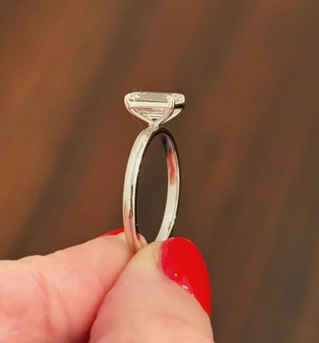 White Gold 1.48ct Emerald Lab Diamond Ring