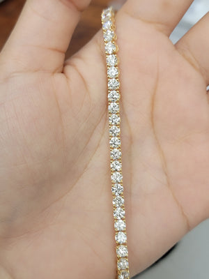 7.66CT Lab 6.5 inches Yellow Gold Tennis Bracelet