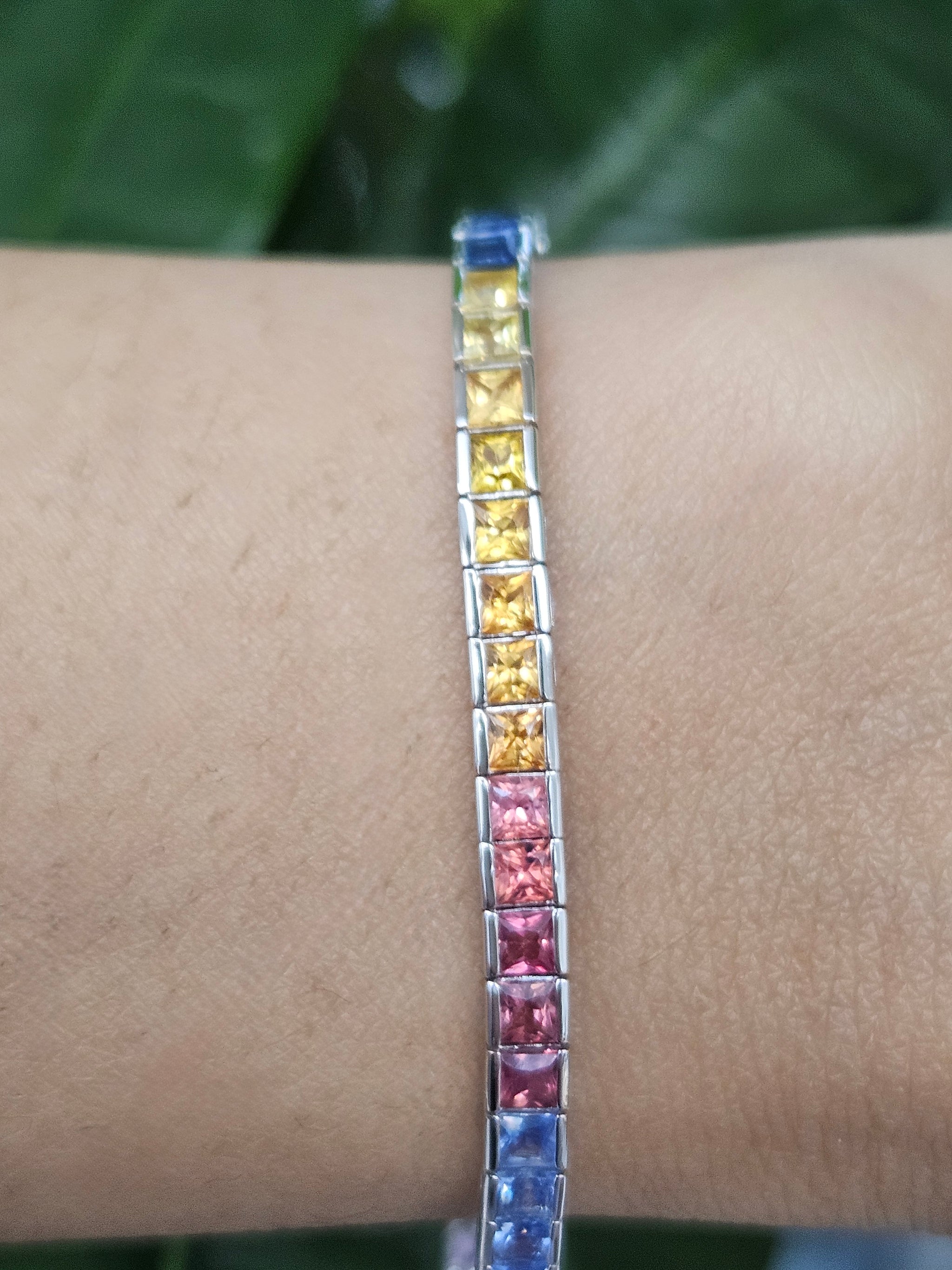 Natural Ombre Sapphire 7" Tennis Bracelet