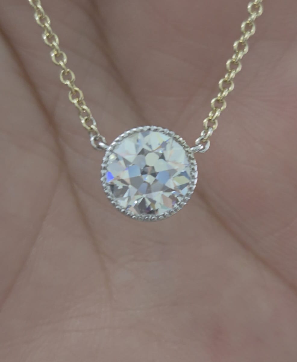 *Custom-made * Bezel set OEC  Lab Diamond Necklace