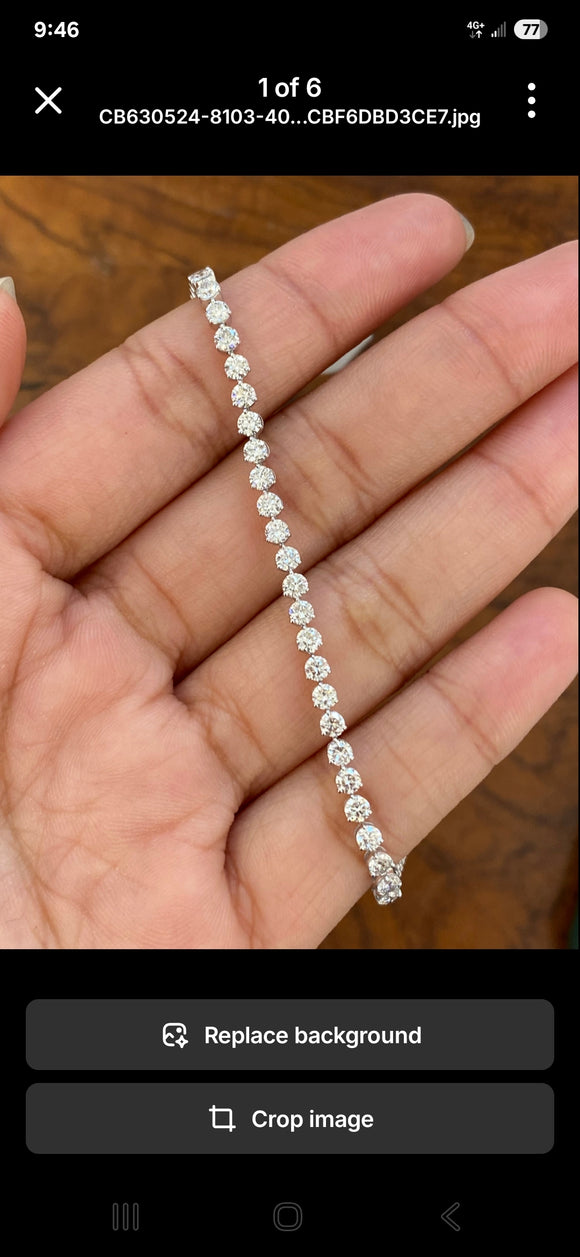 SIZE 6.5** 4.53 CT Lab 7 Inches 3 Prongs Tennis Bracelet