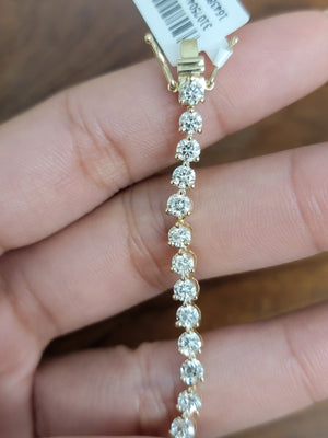 6.51 CT  7.5 inches 3 Prongs Lab Yellow Tennis Bracelet