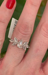 White Gold Rose cut Pear & Marquise Lab Diamond Ring