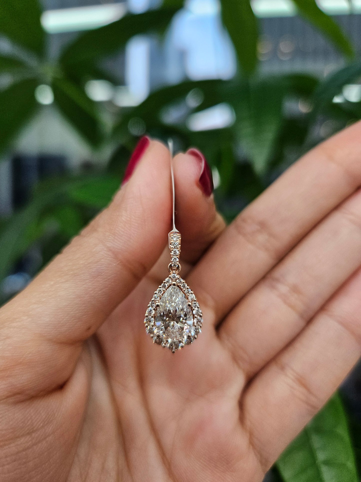 14K Gold Pear Shaped Lab Diamond Pendant