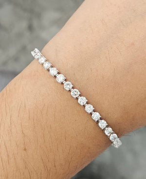 5.42 CT Lab 7 Inches 3 Prongs Tennis Bracelet