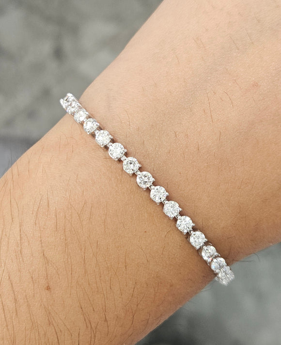 5.42 CT Lab 7 Inches 3 Prongs Tennis Bracelet