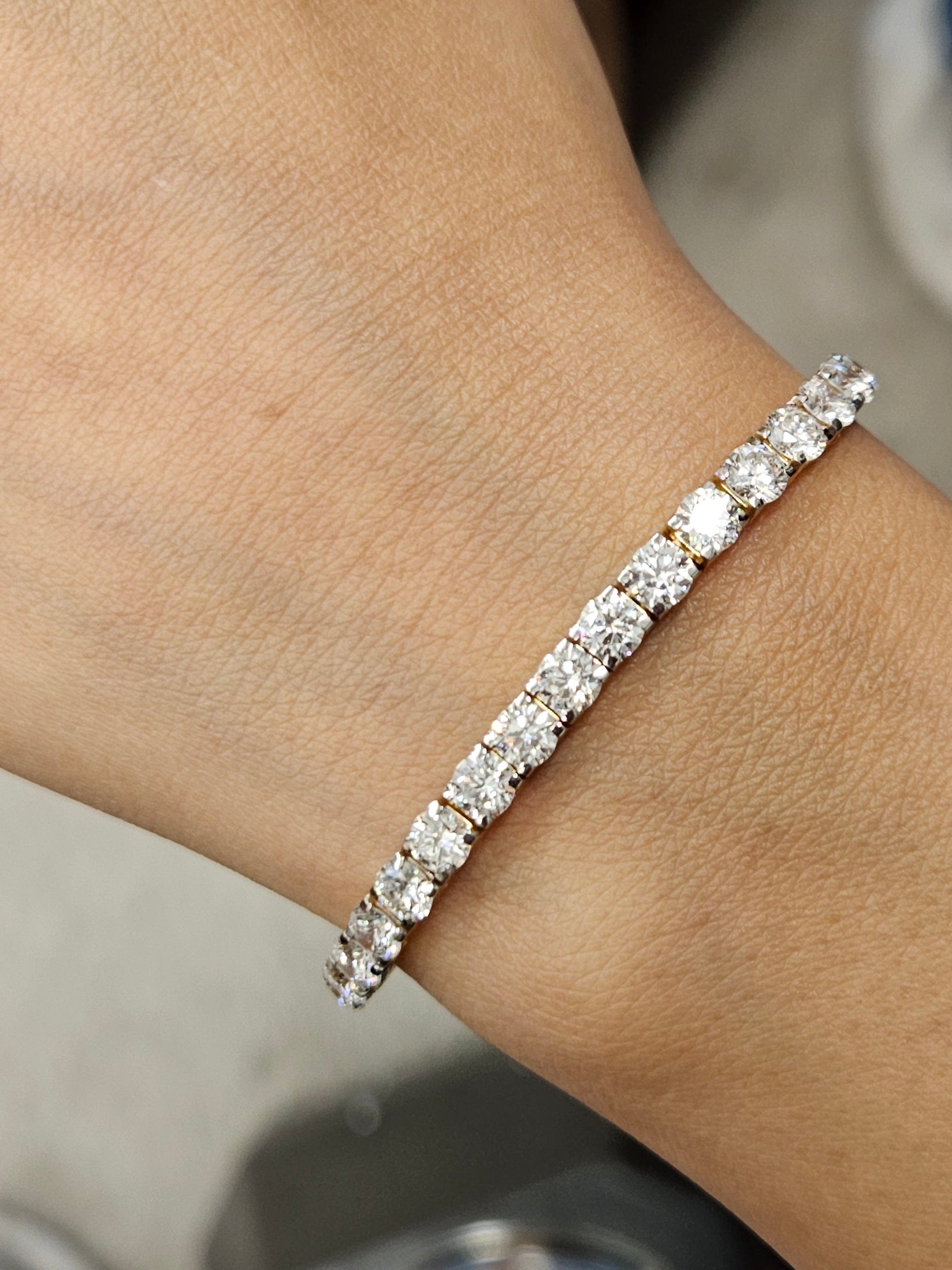 10 CT Low setting 7.25 inches Lab Yellow Tennis Bracelet