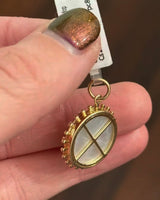 Yellow Gold Diamond,Sapphire & Mother of Pearl Pendant