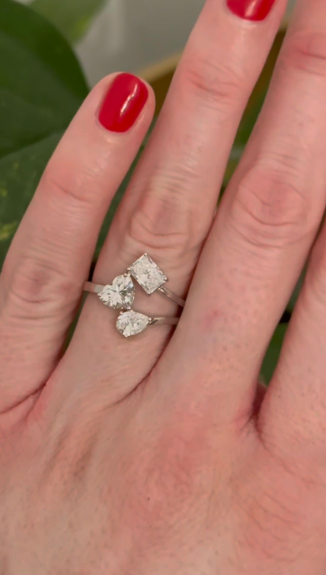 White Gold 1.82ct Radiant, Heart & Pear Lab Diamond Ring