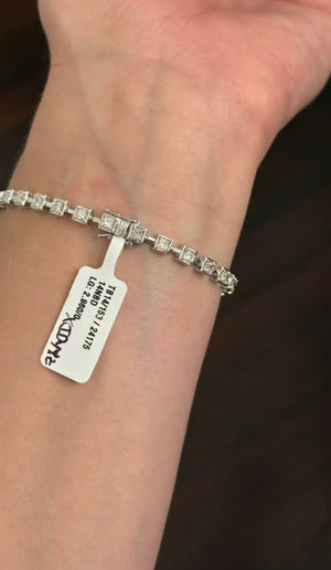White gold 2.96ct princess cut lab diamond tennis bracelet